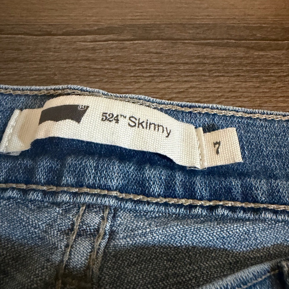 Womens Levis 524 Skinny Distressed Denim Jeans Size 7 - Picture 4 of 7